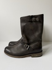 Harley Davidson boots size 9 wide Clint Brown leather zip buckles 43 mid calf