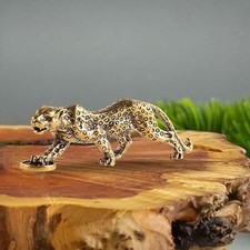 Brass Cheetah Figurine Crafts Vintage Statue for Household Bookcase Shelf Cafe