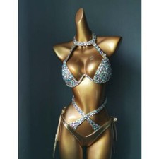 Sexy Women Swimwear Rhinestone Bling Stones Swimsuit Crystal Diamond Bikini Set