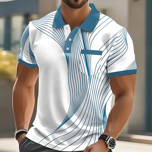 Men stripe print polo - men's,