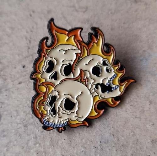 Burning skulls metal - skulls, enamel