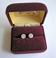 VINTAGE 7mm CZ STUD EARRINGS