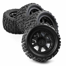 Corally Monster Truck Wheels Tyres Set XL4S Grabber Glued Black Rims C-00180-632