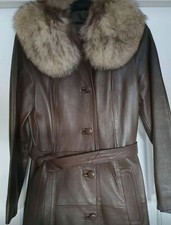Brown Leather Trench Coat Fur Collar Heatona Spinney Penny Lane County Coats 70s