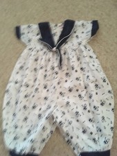 Baby Boys Zip Zap White/Navy Print Romper Sailor Vintage Style Size 6 months