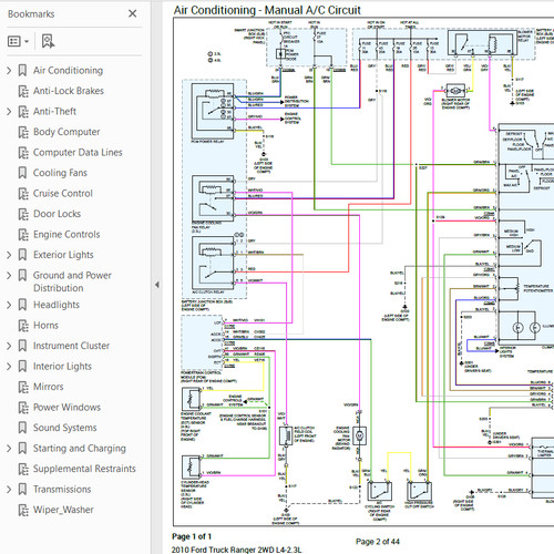 Ford ranger 2010 color wiring - 2010,