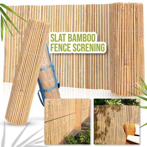 Slat fence bamboo - fence, natural