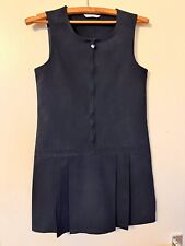 Girls M&S  (11-12yrs) School Pinafore Dress Pleated Navy Star Zip