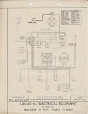 Original Lucas Wiring Diagram for the Singer 9 Vans 1938