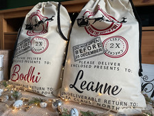 Large Personalised Santa Sack,Christmas Gift Bag, Name Bag,Kids Christmas Gift