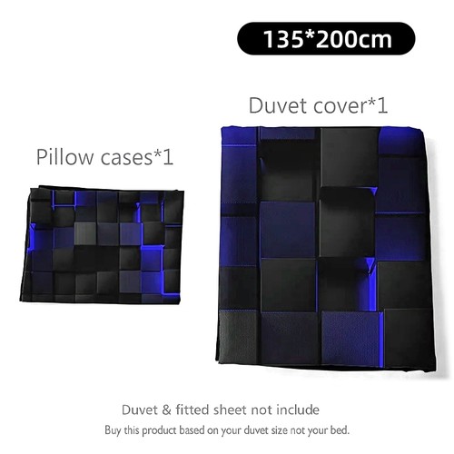 3pcs denim check duvet cover - 2/3pcs,