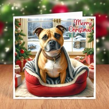 Staffordshire Bull Terrier Dog Christmas Card, Staffie