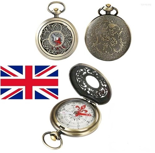 Vintage bronze compass pocket - compass,