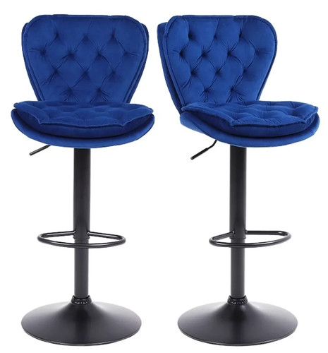 Blue velvet bar - blue, stools