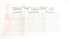 Tram Bus Timetable Sheet Mansfield & District Tramways July 1929