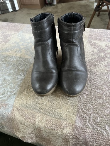 Grey leather wedge ankle boots - ankle,