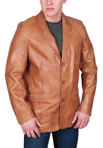 Soft tan leather blazer - blazer, for
