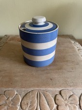 T. G Green Cornish Kitchenware Blue & White Banded Preserve Pot And Cover