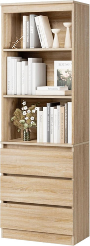 Tall bookcase oak shelves - tall, 3