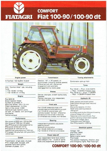 Fiat 100 90dt tractor - fiat, &