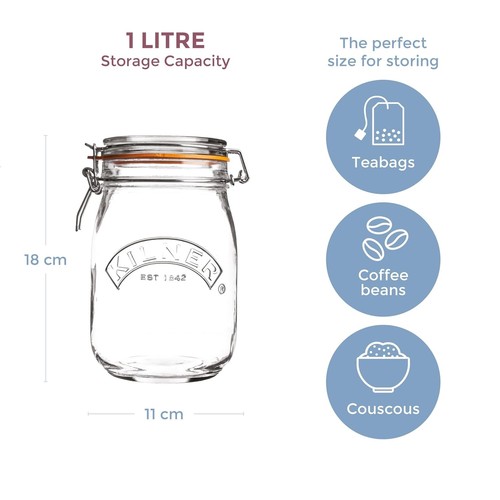Kilner clip top jar litre - kilner, 1