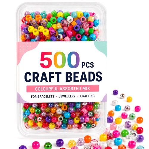 500 pony beads 9x6mm acrylic - beads,