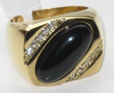 Mens gold onyx ring - , black