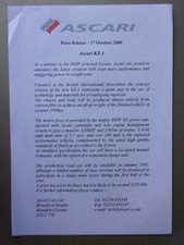 ASCARI KZ-1 orig 2000 UK Mkt Press Release