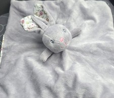 Hapello Grey & Floral Plush Bunny Rabbit Baby Comforter Soft Toy Blankie  Birth 