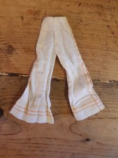 Vintage daisy doll size white trousers flares Tony's  disco girls. 1974 matchbox