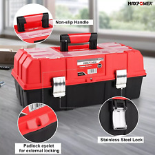 Tool Box 17-Inch / Lightweight Cantilever Tool Box Organiser Plastic Storage RED