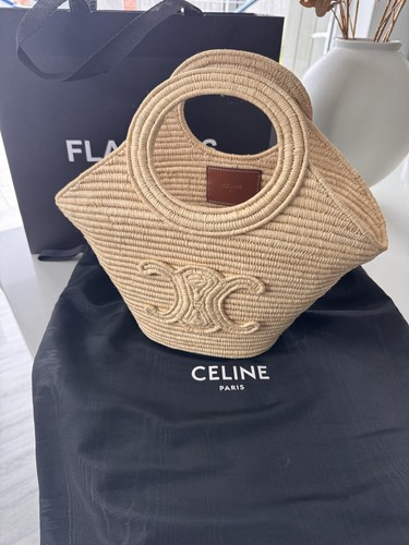 Celine braided panier raffia - celine,