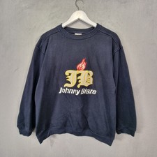 Johnny Blaze Sweatshirt Mens Large Navy Blue Y2K 90s Hip Hop