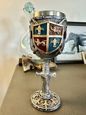 Coat Of Arms & Sword Medieval Goblet Glass Cup