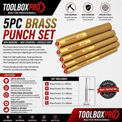 5pc brass punch set - set, 6