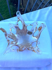 MURANO ITALY HANDBLOWN VETRO ART STUDIO IRIDESCENT GLASS ABSTRACT FREE FORM BOWL