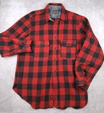 Vintage 40s Reliance Big Yank Deluxe Flannel Shirt Men L Red Plaid Workwear Rare