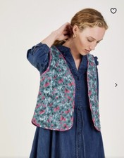 Monsoon Large kantha hand block print Quilted vest waistcoat Jacket hippy boho