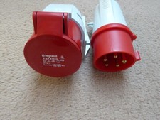 16A Wall Plug/socket 5 Pin IP44 Appliance Inlet 415V Red 3P+ N+E Male 3 Phase