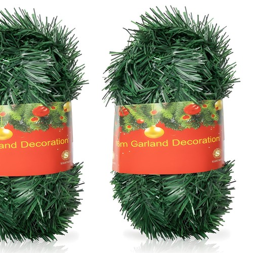 16m green christmas garland - green,