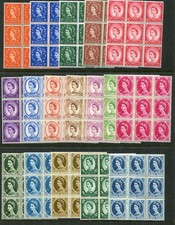 GB 1960-67 QE2 Multiple Crown Phosphor stamps - MNH - blocks of 9 - select value
