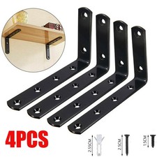 4X Heavy Duty Cast Iron L Shaped Wall Mounted Shelf Brackets Support Decor Home