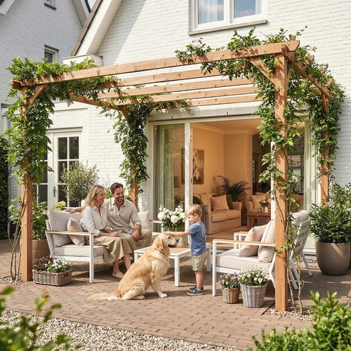 Wooden pergola garden - wooden,