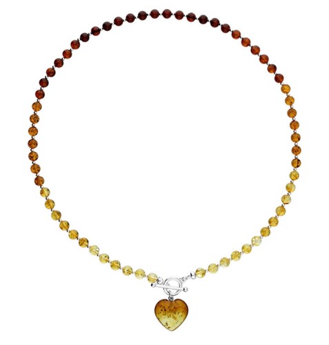 Amber heart necklace - amber,
