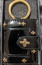 Great Present! NEW LINKS Metal / F Leather Black Book Keyring / Bag Charm, NIB