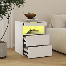 LED Bedside Table 3 Drawers Storage Cabinet Nightstand with Charging Station