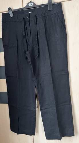 Black wide leg linen - leg,