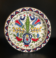 Hand Made By Ibiscus Keramik Rhodes 24k Gold Floral Pattern Hanging Plate 7.5"