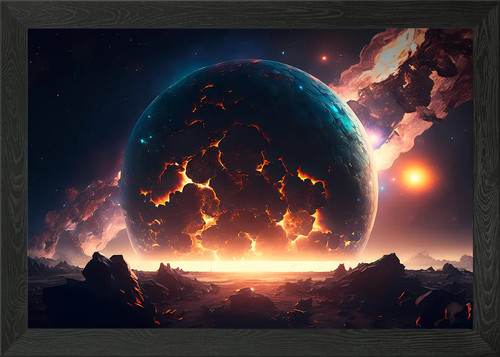 Destroyed planet framed wall - destroyed,