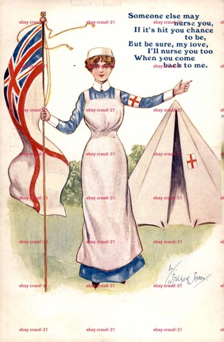 Antique ww1 nurse postcard - postcard, w